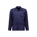 Autore Navy Blue Linen Full-Length Jacket