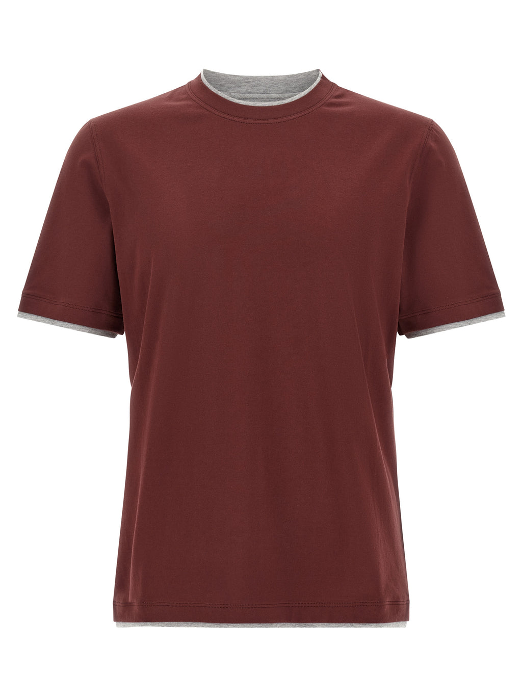 Brunello Cucinelli Bordeaux Cotton T-Shirt