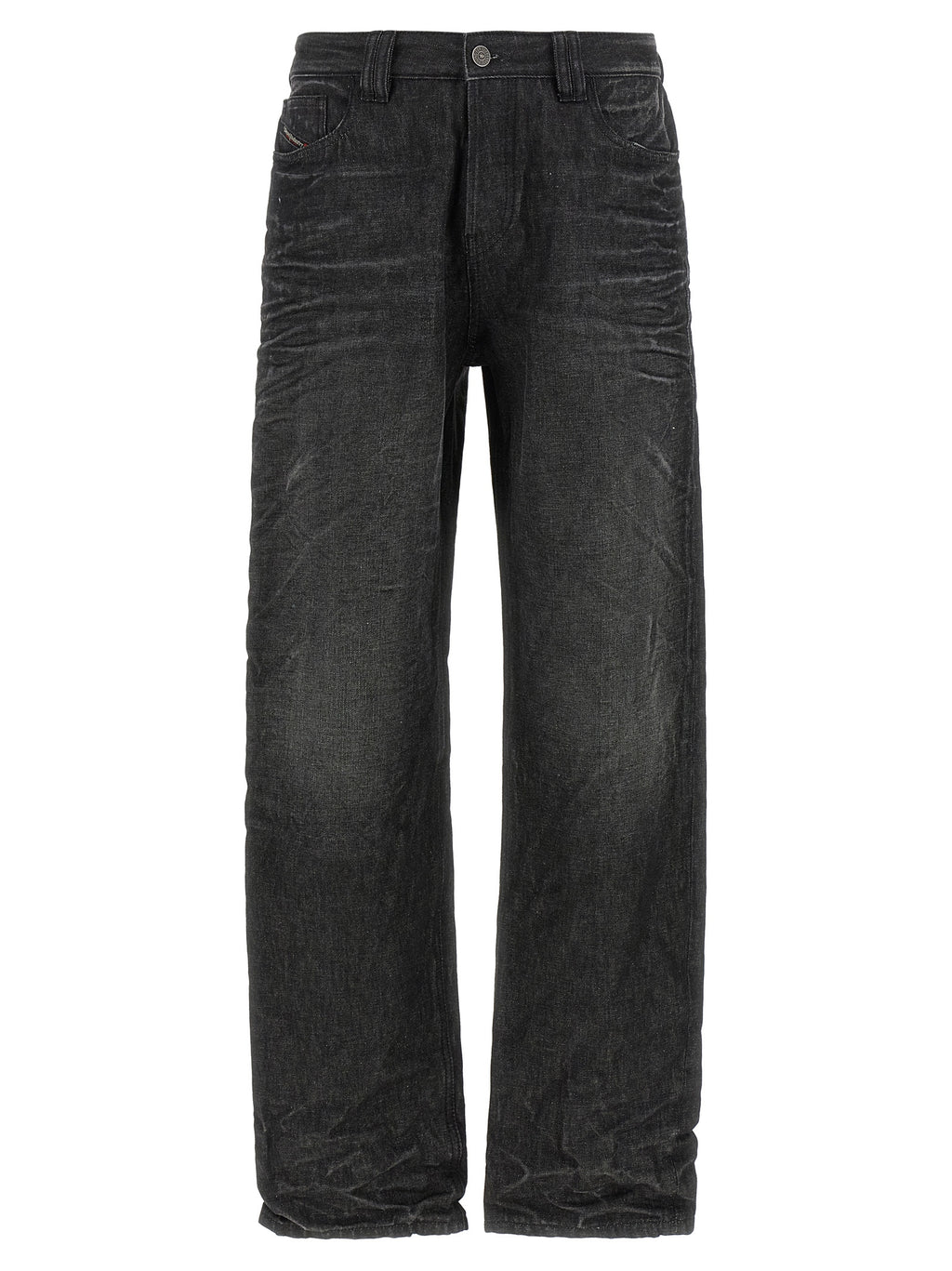 Diesel Gray Cotton Straight-Leg Jeans