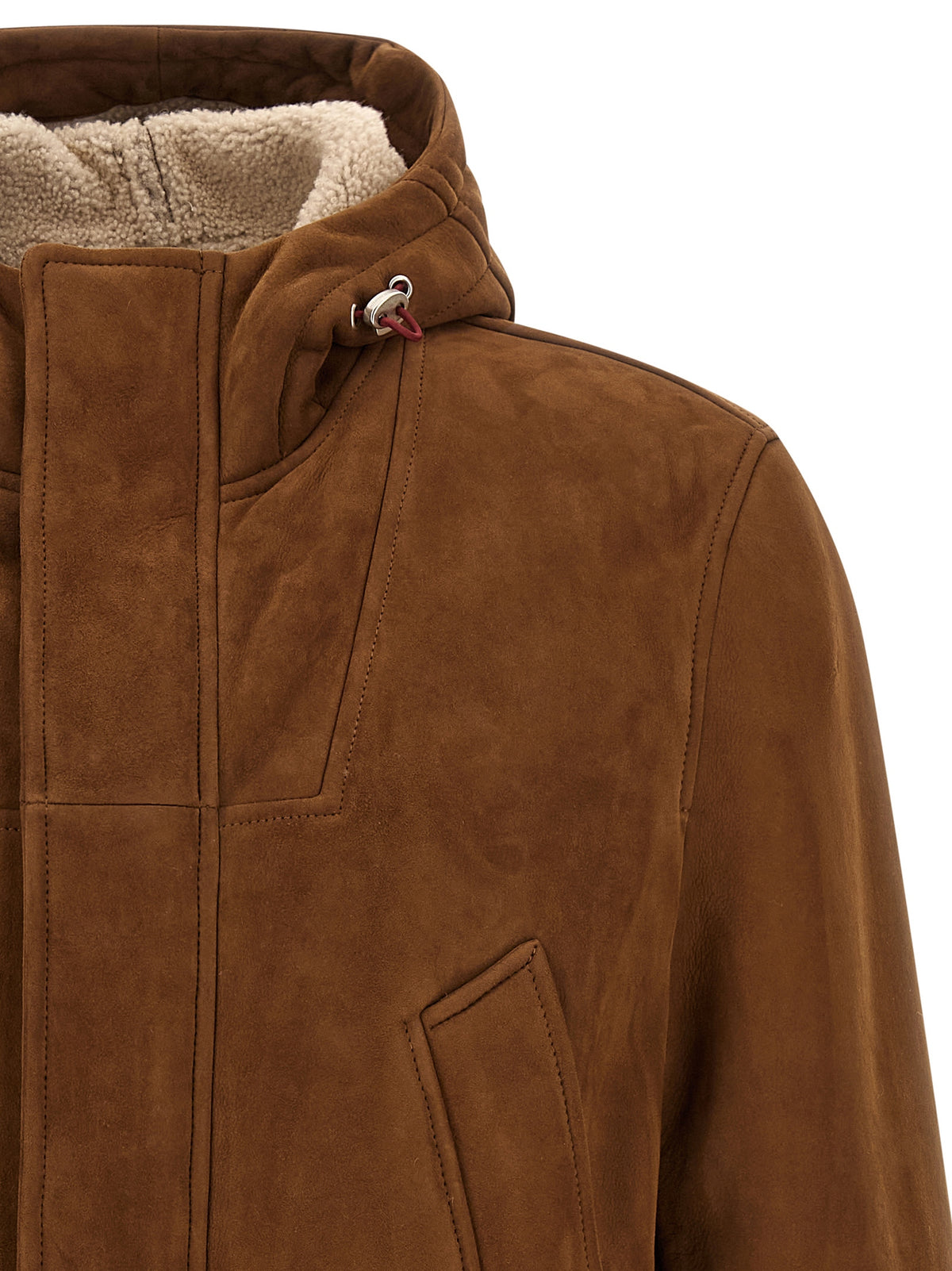 Brunello Cucinelli Brown Lamb Leather Leather Jacket