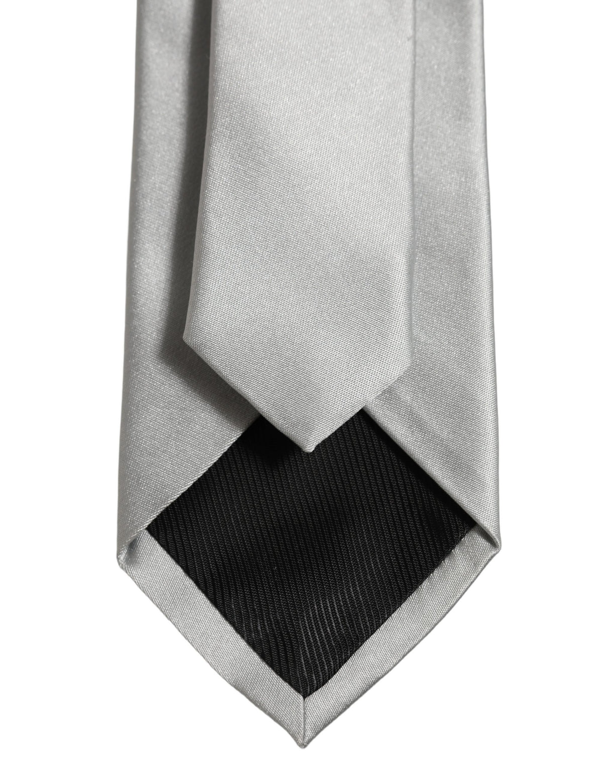 Dolce & Gabbana Gray Satin 100% Silk Adjustable Tied Men Necktie Tie