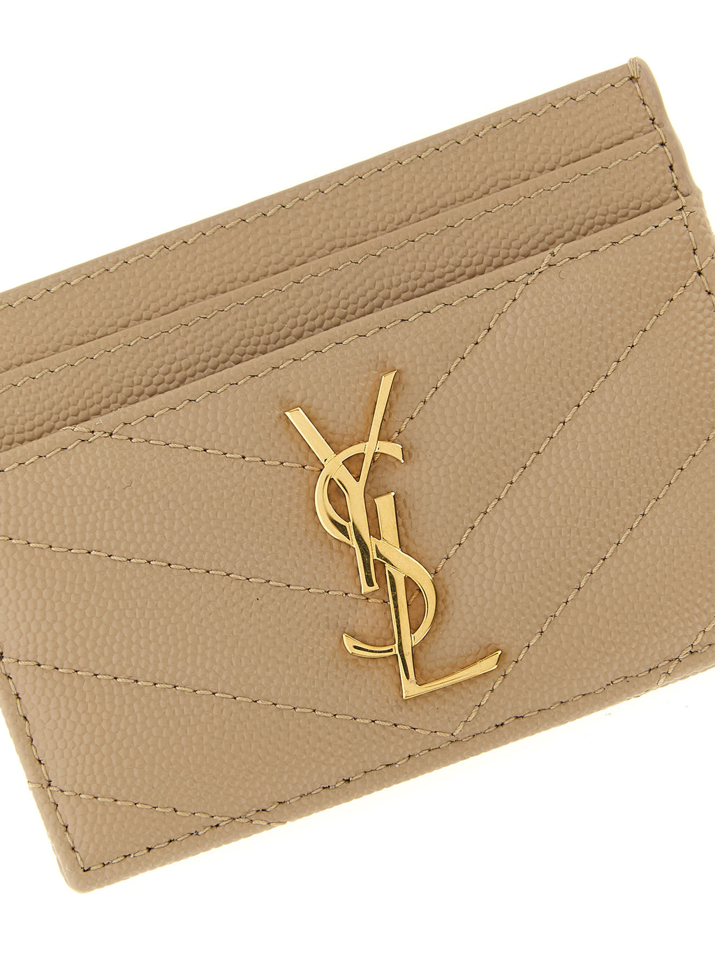 Saint Laurent Beige Calfskin Cardholder