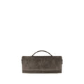 Brunello Cucinelli Brown Suede Leather Clutch Bag