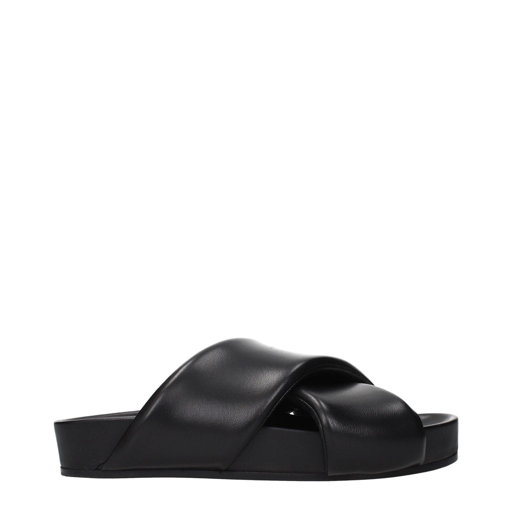 Jil Sander Black Leather Slippers