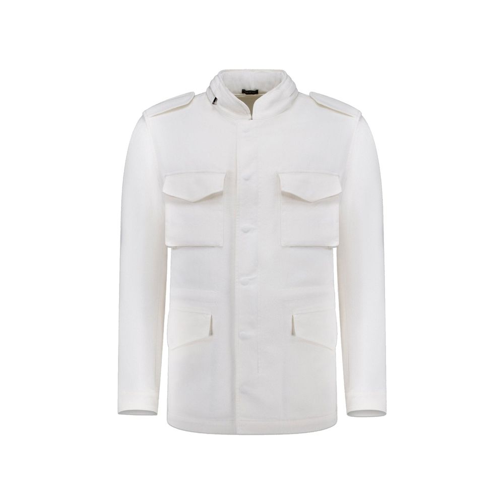 Autore White Cotton Full-Length Jacket