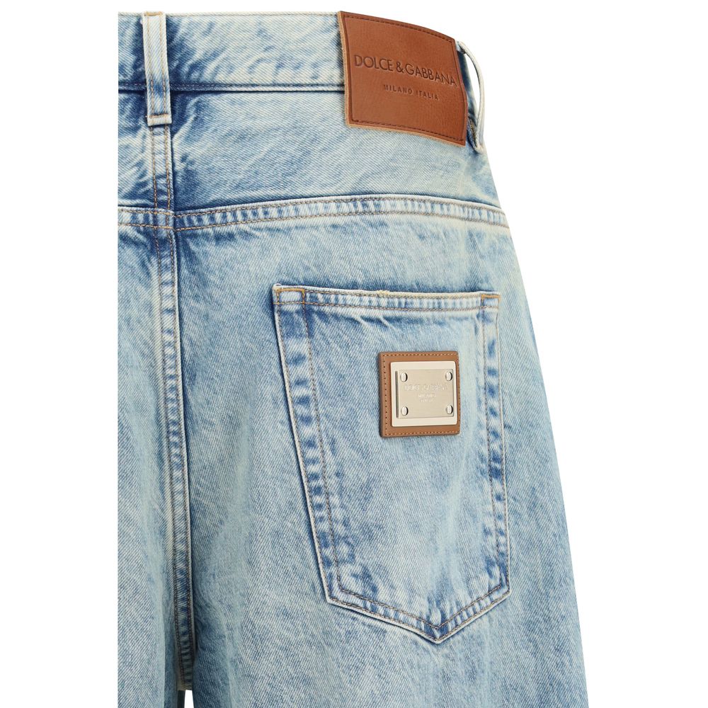 Dolce & Gabbana Blue Cotton Relaxed Fit Jeans