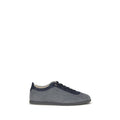 Brunello Cucinelli Gray Calf Leather Bos Taurus Low Top Sneakers