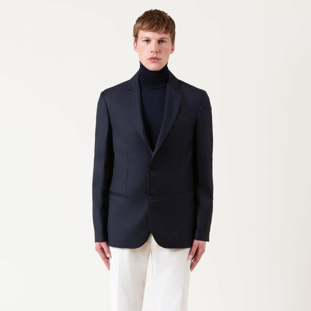 Autore Blue Wool Full-Length Jacket