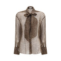 Brunello Cucinelli Brown Silk Pattern Shirt
