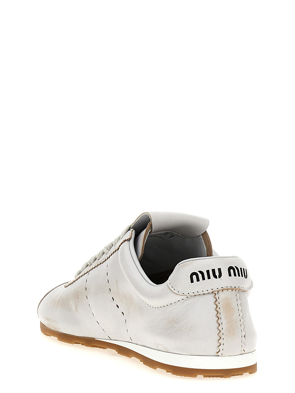 Miu Miu White Calfskin Low Top Sneakers