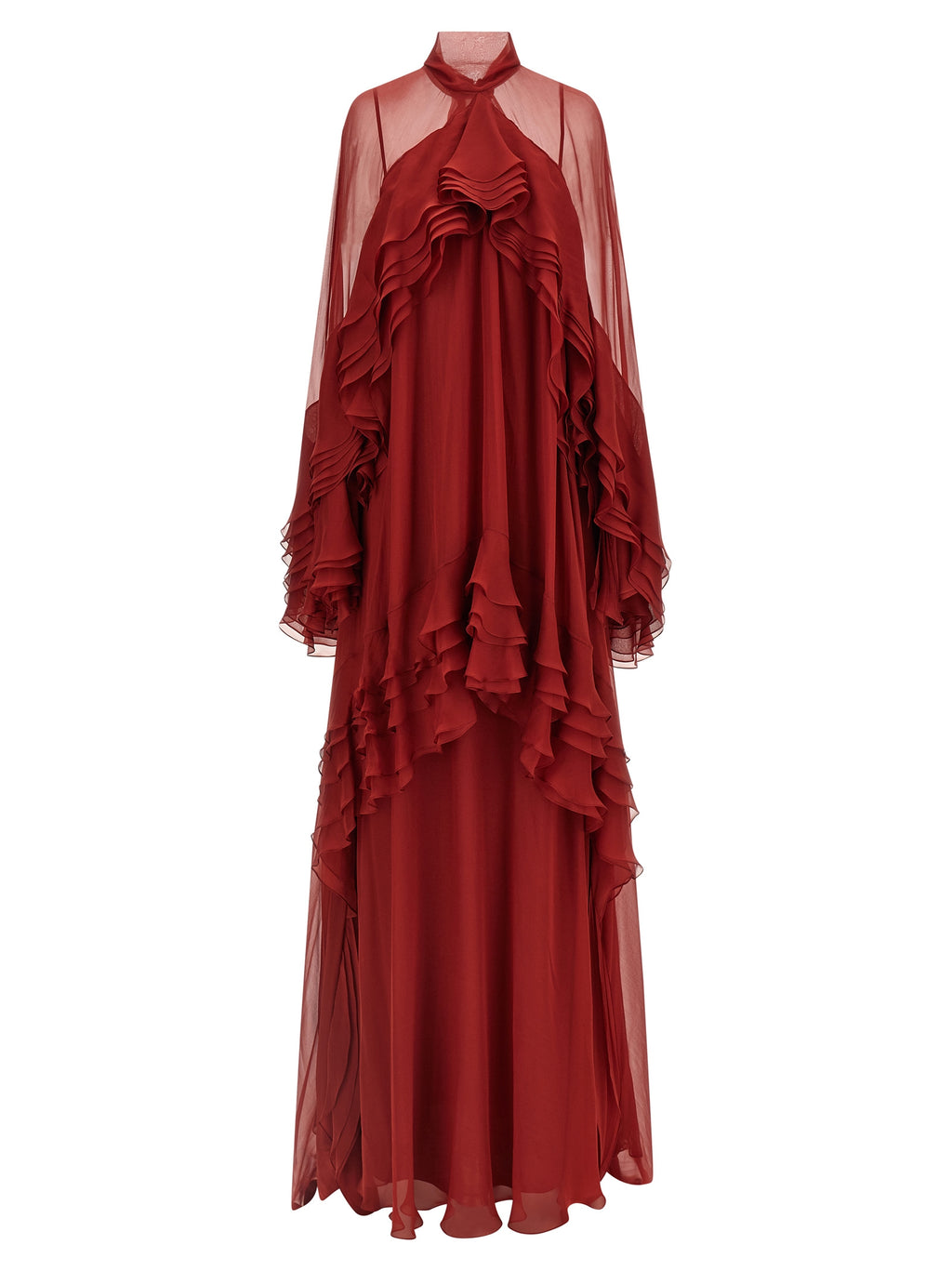 Alberta Ferretti Bordeaux Silk Long Dress