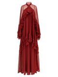 Alberta Ferretti Bordeaux Silk Long Dress