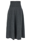 Extreme Cashmere Gray Cashmere Midi Skirt