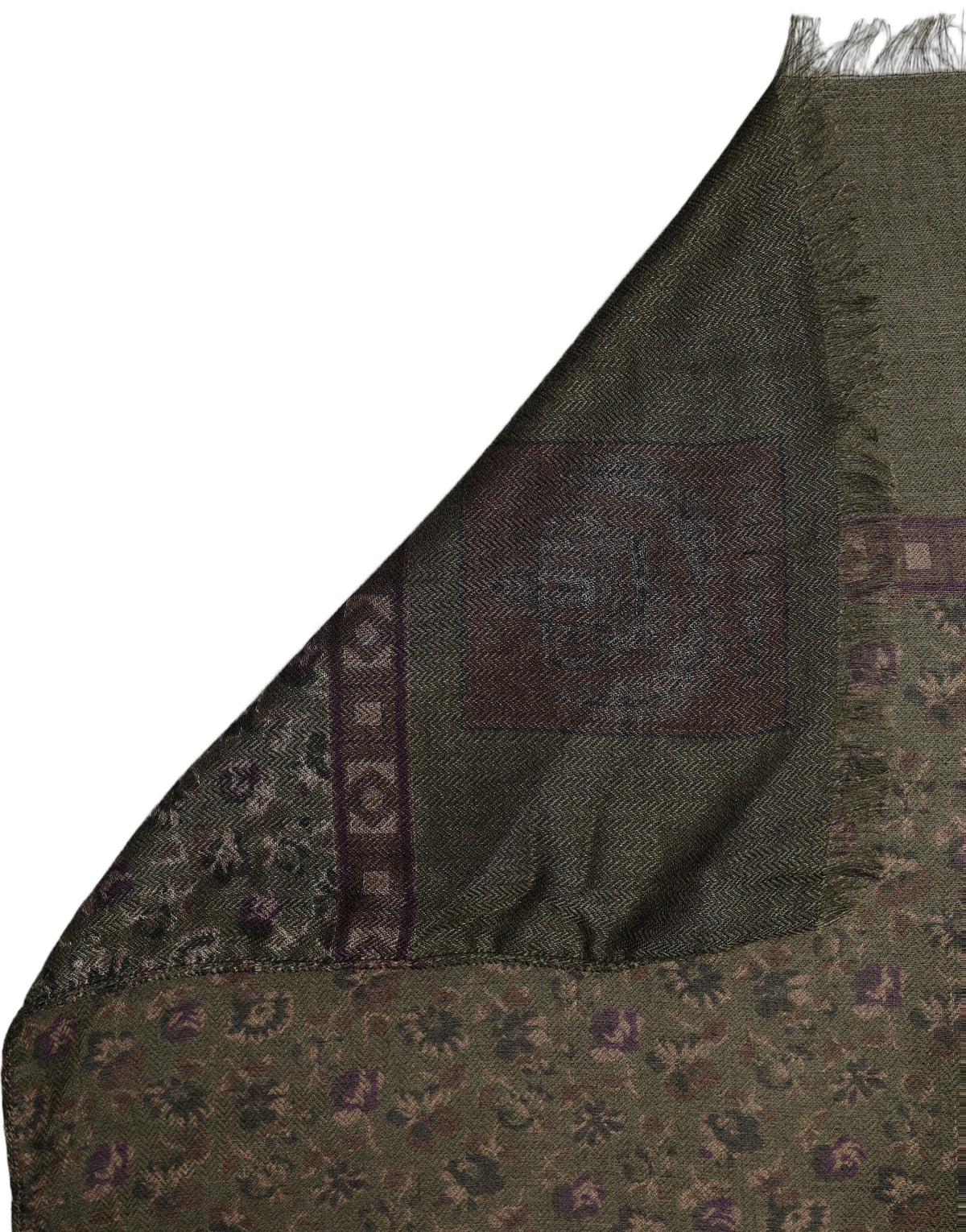 Dolce & Gabbana Olive Green Modal Floral Shawl Stole Scarf