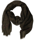 Dolce & Gabbana Olive Green Modal Floral Shawl Stole Scarf