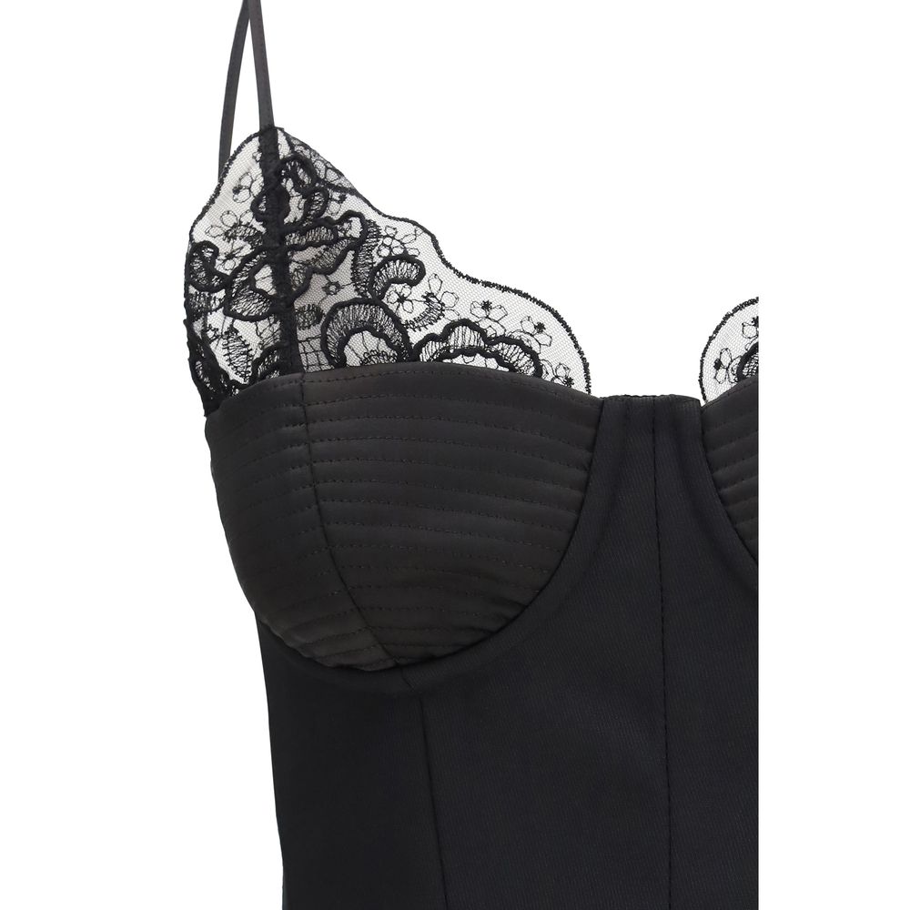 Nissa Black Polyester Sleeveles T-Shirt