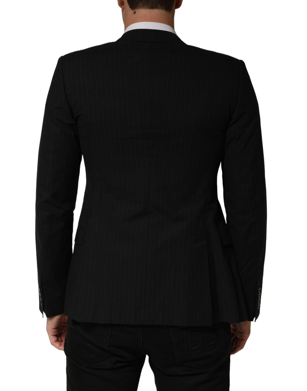 Dolce & Gabbana Black Pinstripe Men Single Breasted Jacket