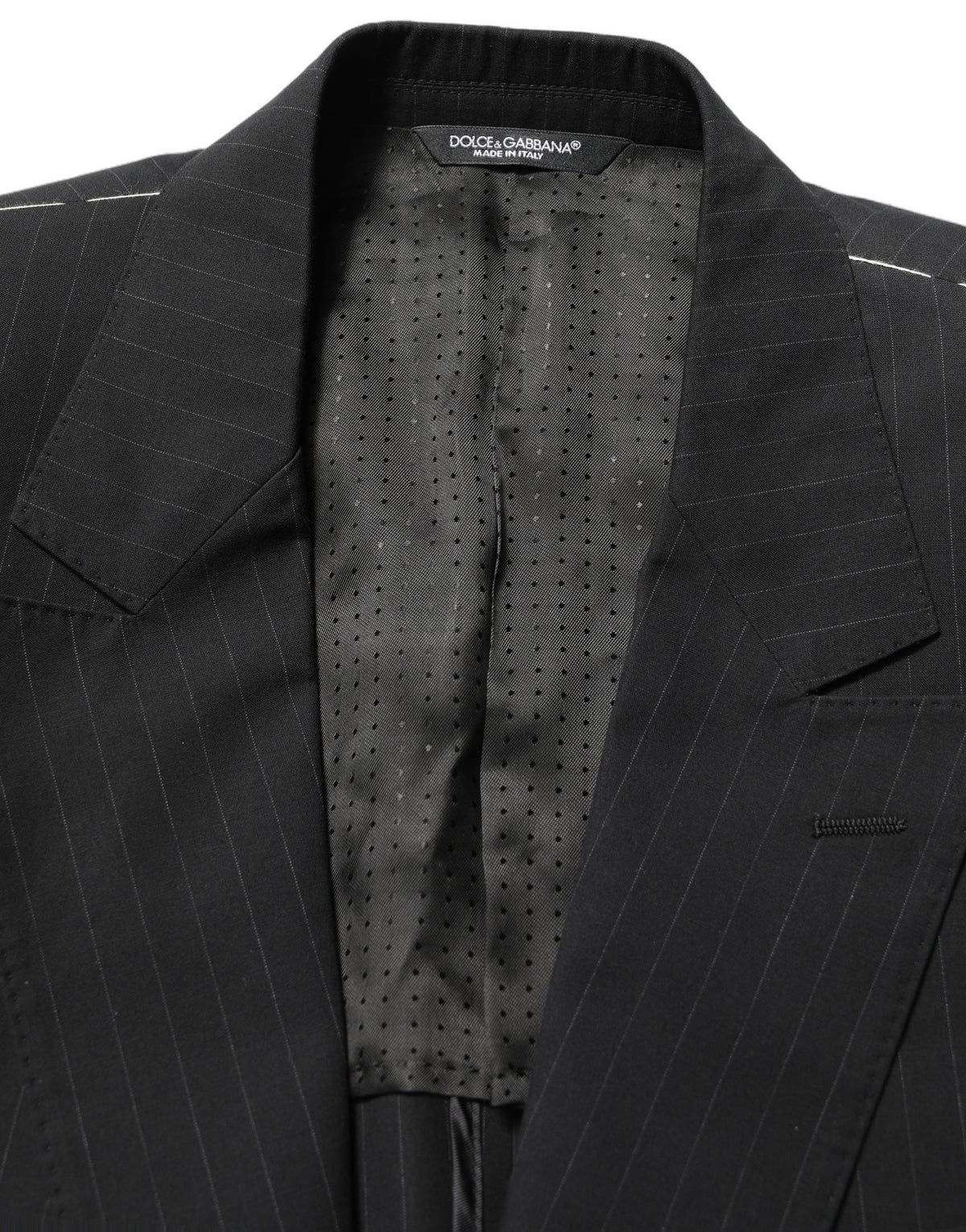 Dolce & Gabbana Black Pinstripe Men Single Breasted Jacket