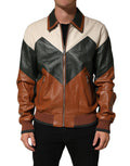 Dolce & Gabbana Multicolored Leather Full Zip Men Jacket