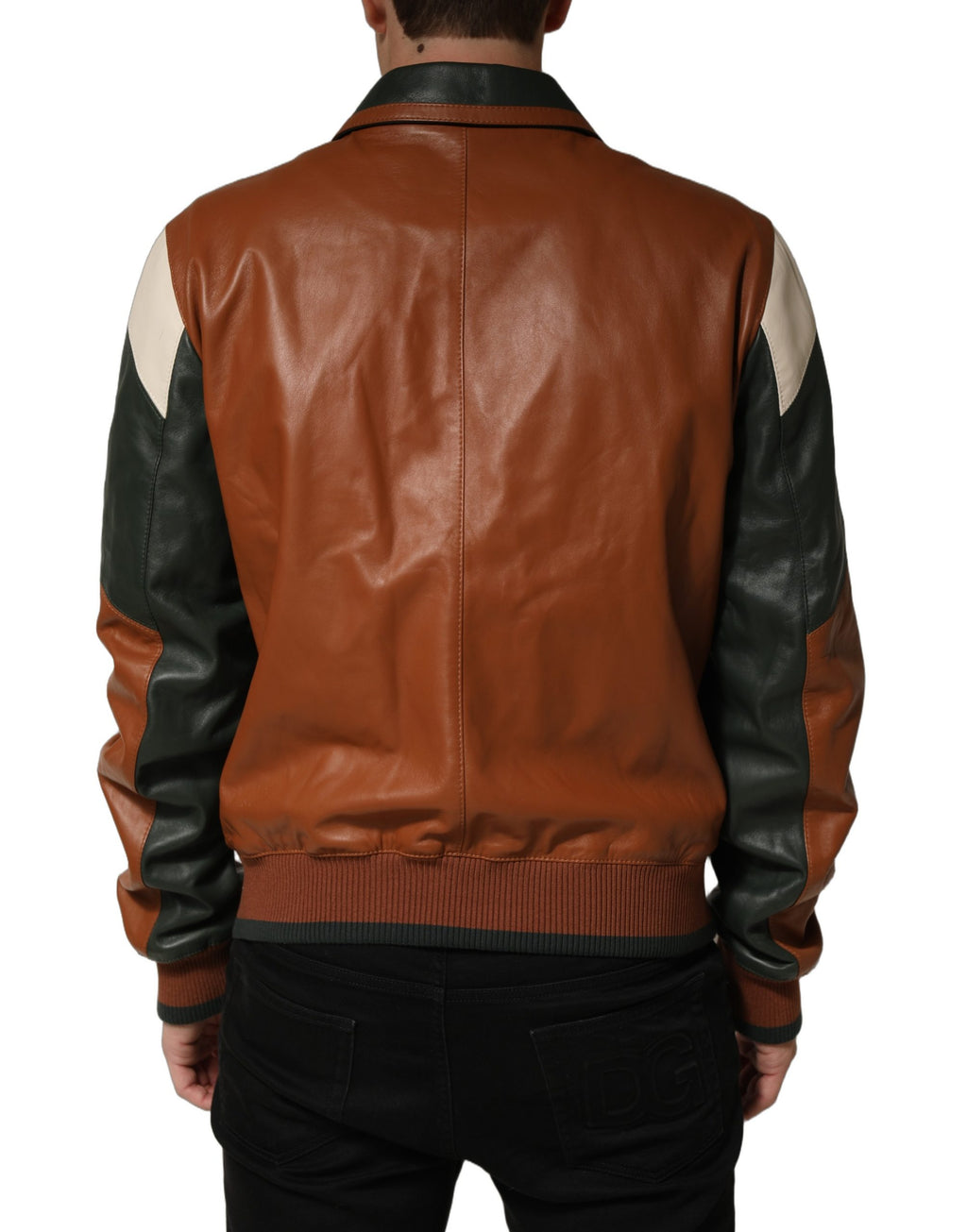 Dolce & Gabbana Multicolored Leather Full Zip Men Jacket