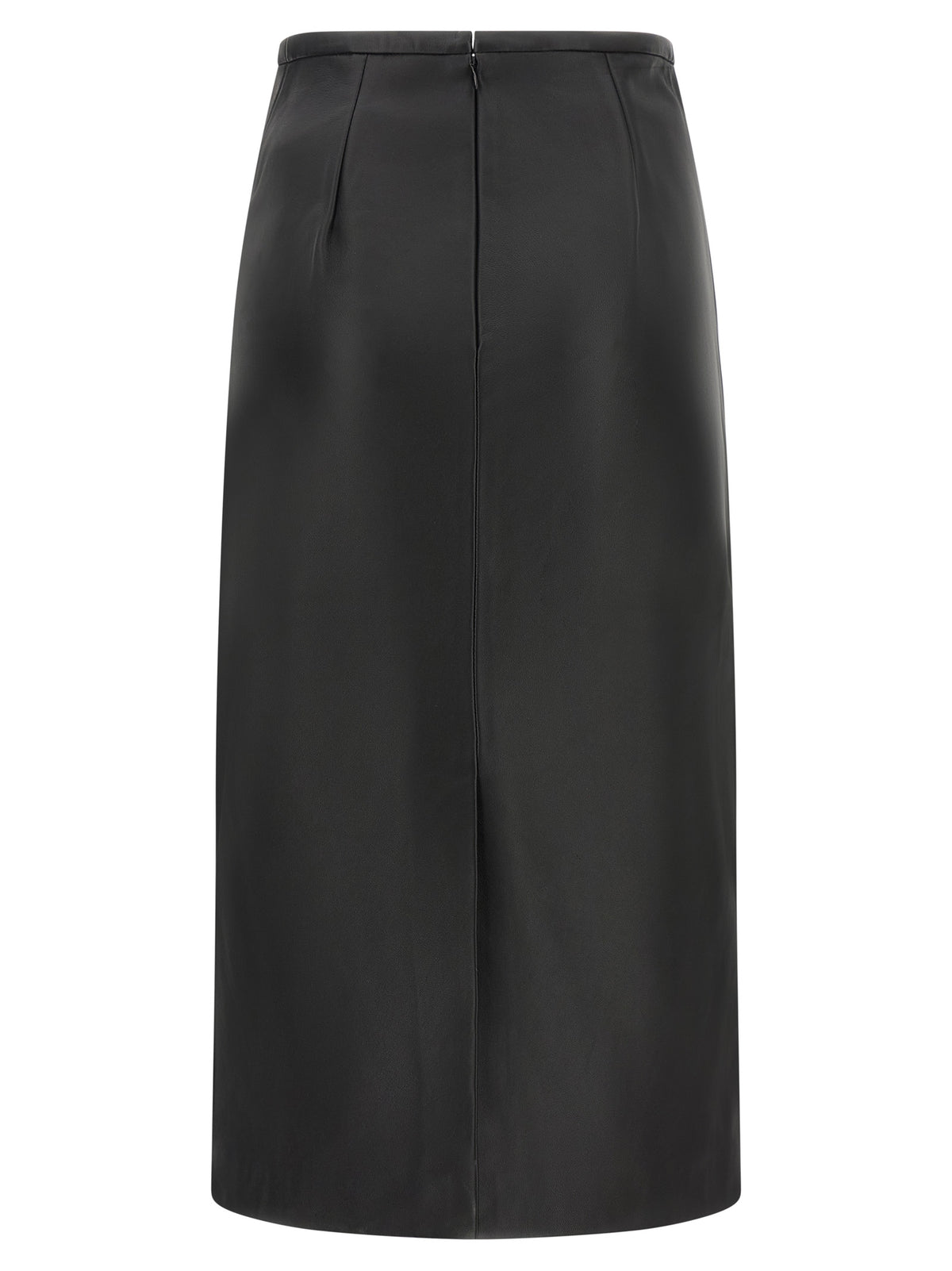 CO Black Lamb Leather Midi Skirt