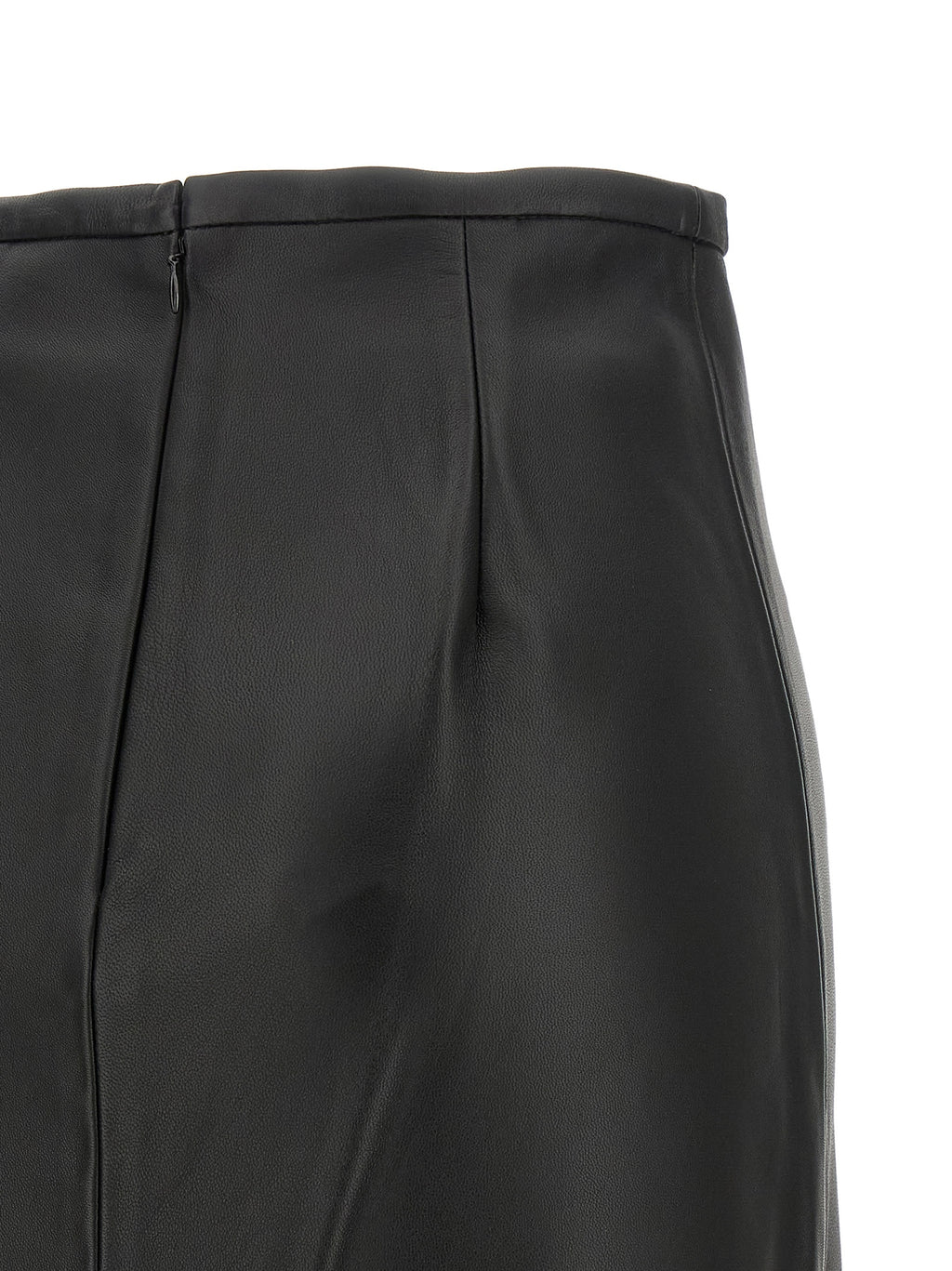 CO Black Lamb Leather Midi Skirt