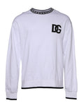 Dolce & Gabbana White Cotton DG Crew Neck Sweatshirt Sweater
