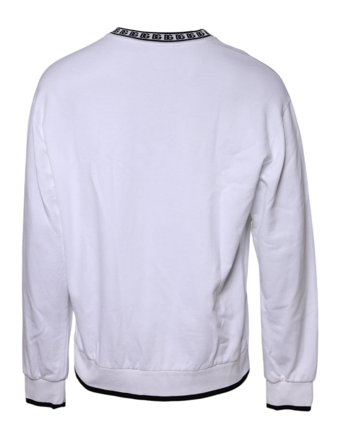 Dolce & Gabbana White Cotton DG Crew Neck Sweatshirt Sweater