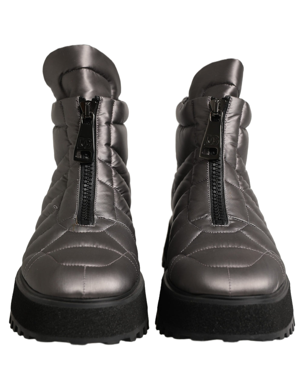 Dolce & Gabbana Silver Leather Quilted Men Ankle Boots Shoes