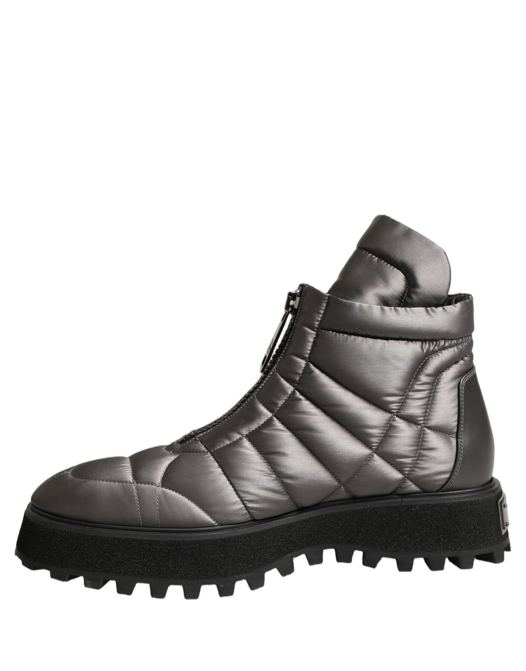 Dolce & Gabbana Silver Leather Quilted Men Ankle Boots Shoes