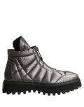 Dolce & Gabbana Silver Leather Quilted Men Ankle Boots Shoes