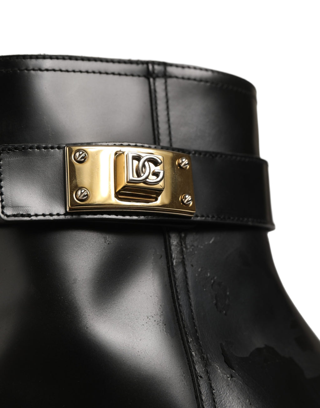 Dolce & Gabbana Black Leather Buckle Mid Calf Boots Shoes