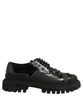 Dolce & Gabbana Black Calfskin Leather Trekking Derby Shoes