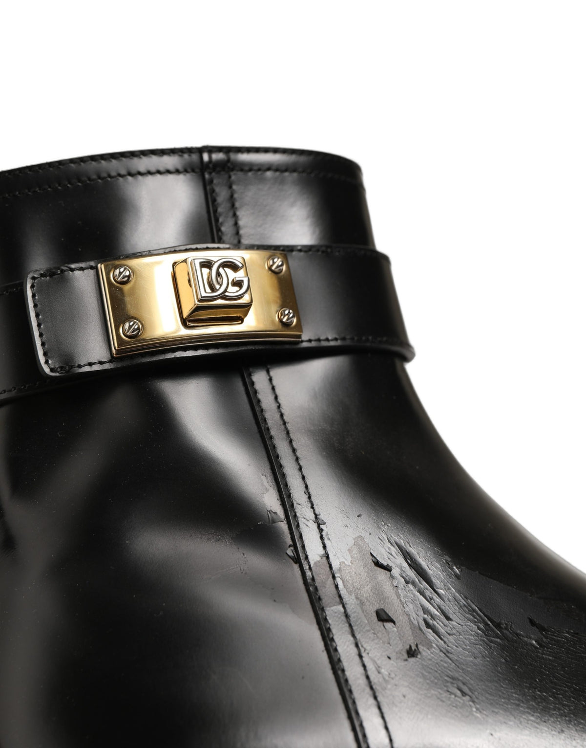 Dolce & Gabbana Black Leather Buckle Mid Calf Boots Men Shoes