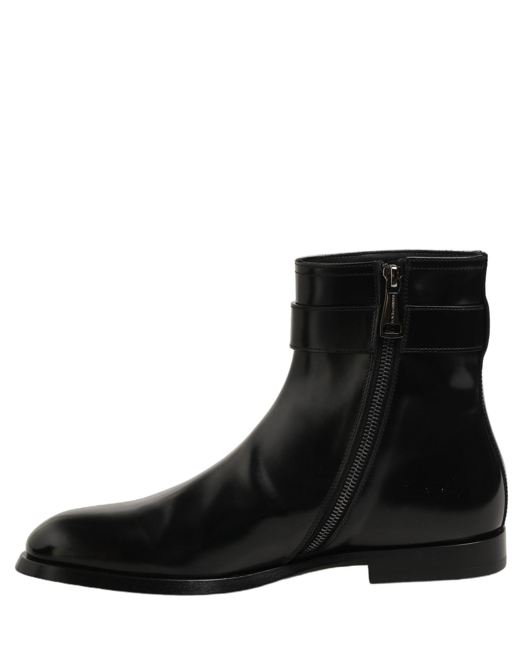 Dolce & Gabbana Black Leather Buckle Mid Calf Boots Men Shoes