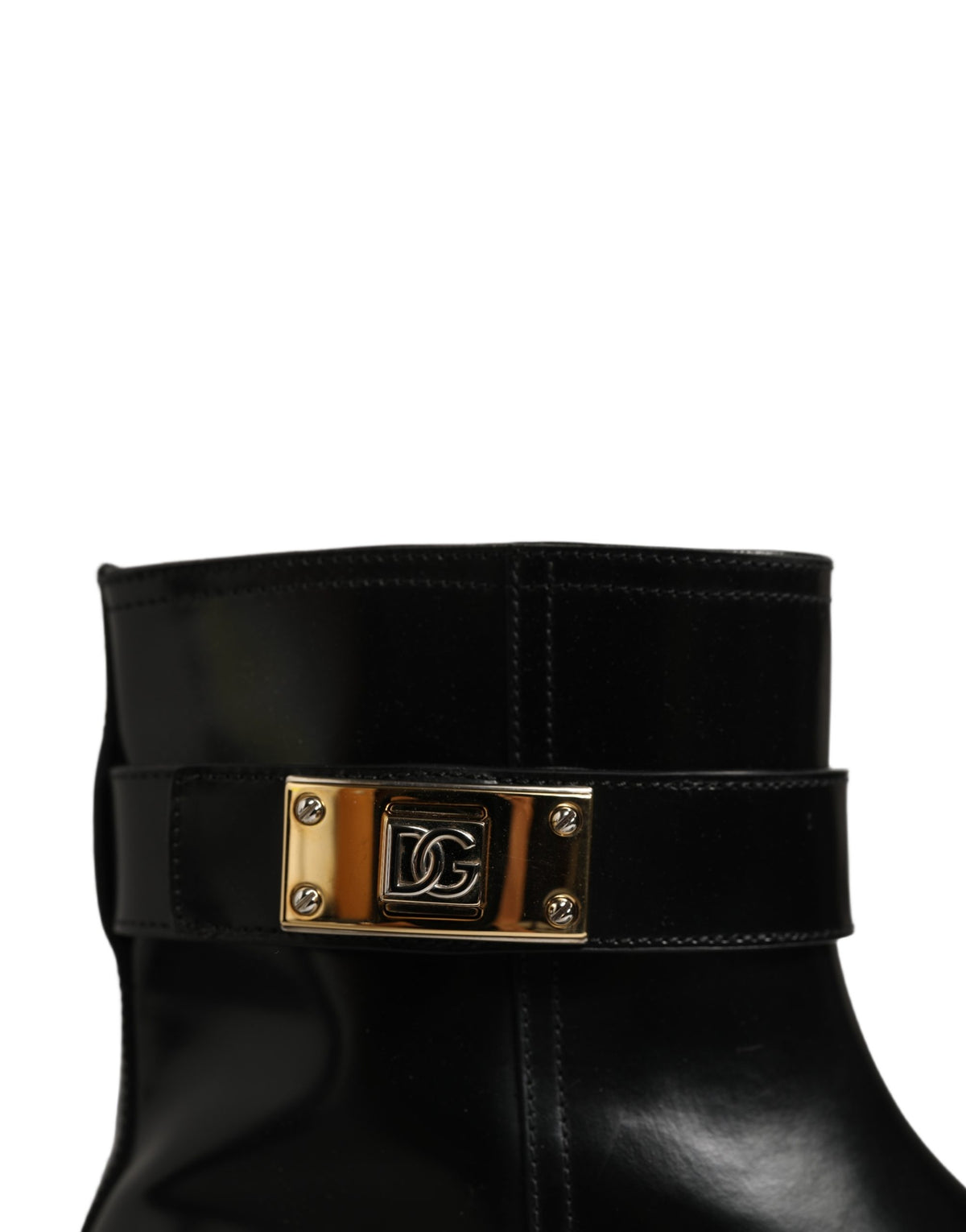 Dolce & Gabbana Black Leather Buckle Mid Calf Boots Shoes