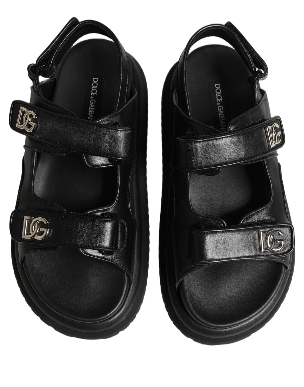 Dolce & Gabbana Black DG Logo Sandals Flats Slippers Shoes