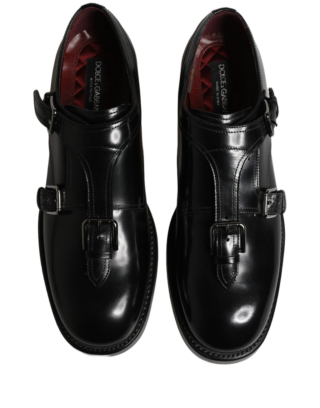 Dolce & Gabbana Black Leather Monk Strap Formal Dress Shoes