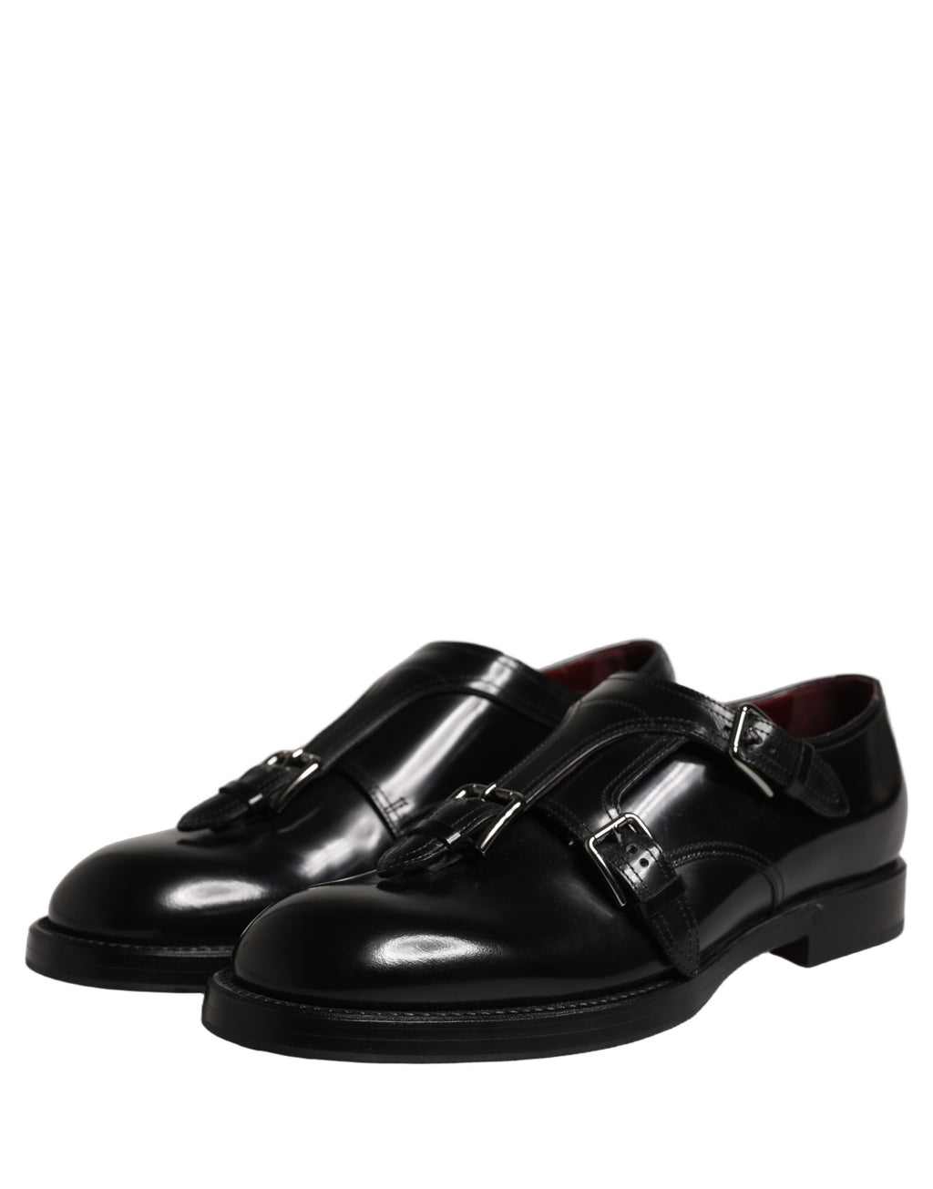 Dolce & Gabbana Black Leather Monk Strap Formal Dress Shoes