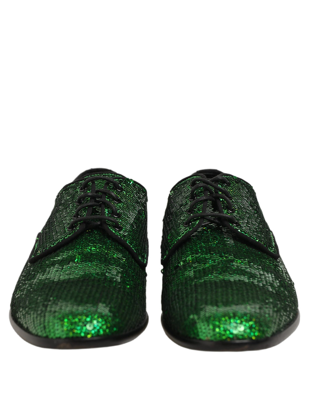 Dolce & Gabbana Dress Green Sequined Lace Up Men Derby Shoes