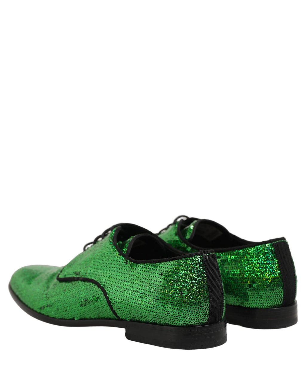 Dolce & Gabbana Dress Green Sequined Lace Up Men Derby Shoes