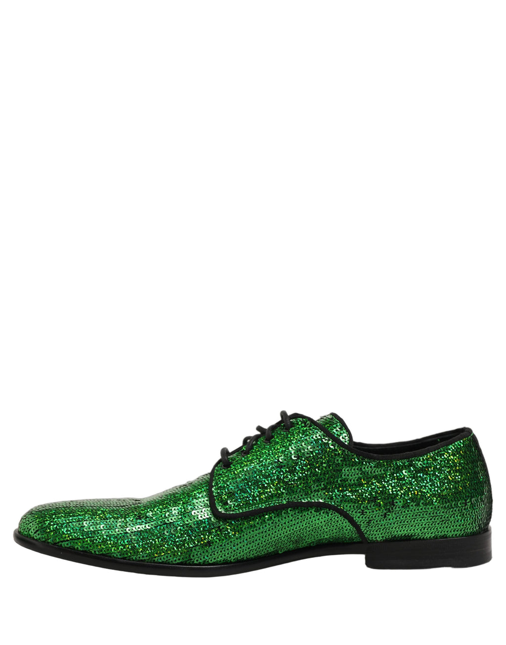Dolce & Gabbana Dress Green Sequined Lace Up Men Derby Shoes
