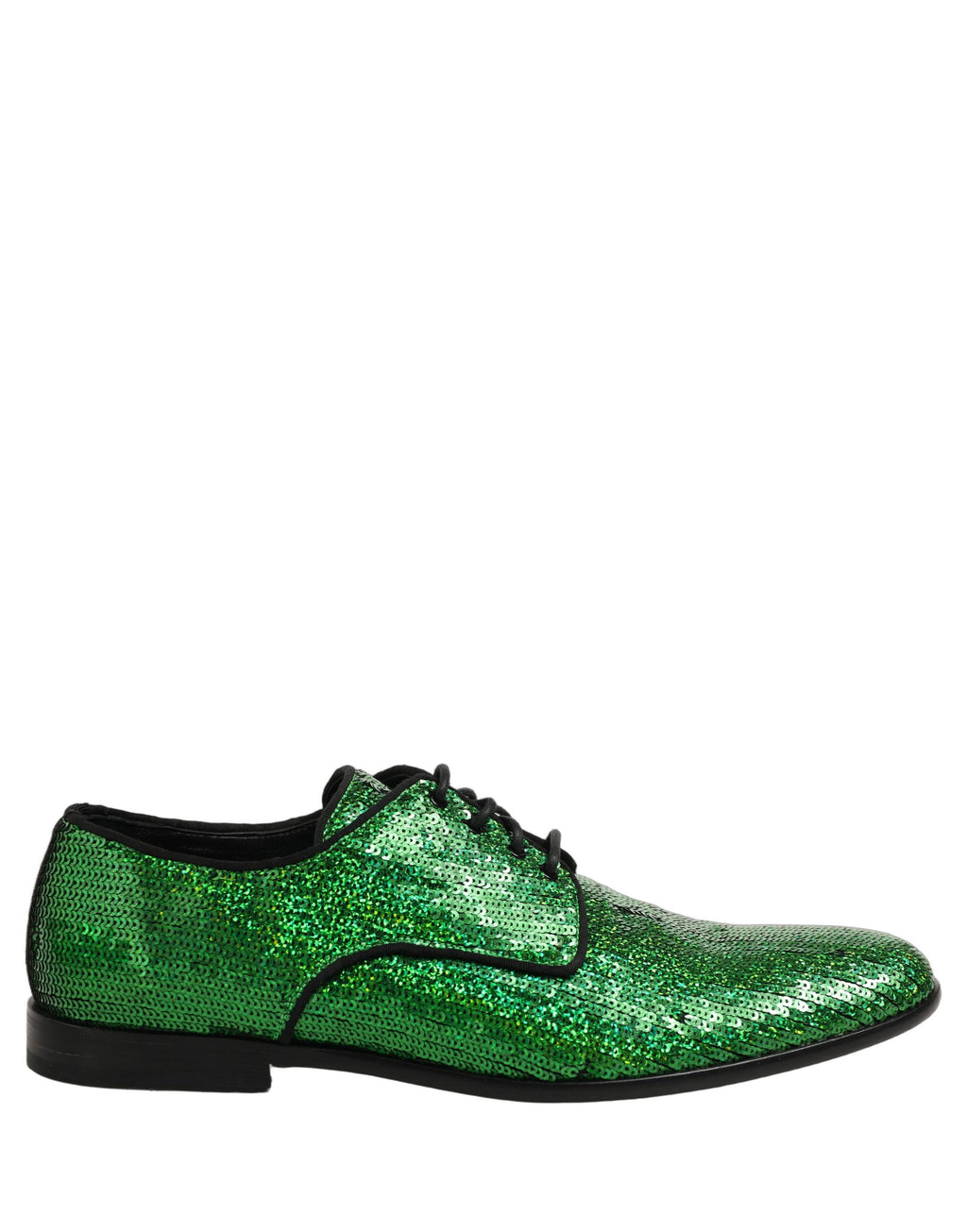 Dolce & Gabbana Dress Green Sequined Lace Up Men Derby Shoes