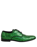 Dolce & Gabbana Dress Green Sequined Lace Up Men Derby Shoes
