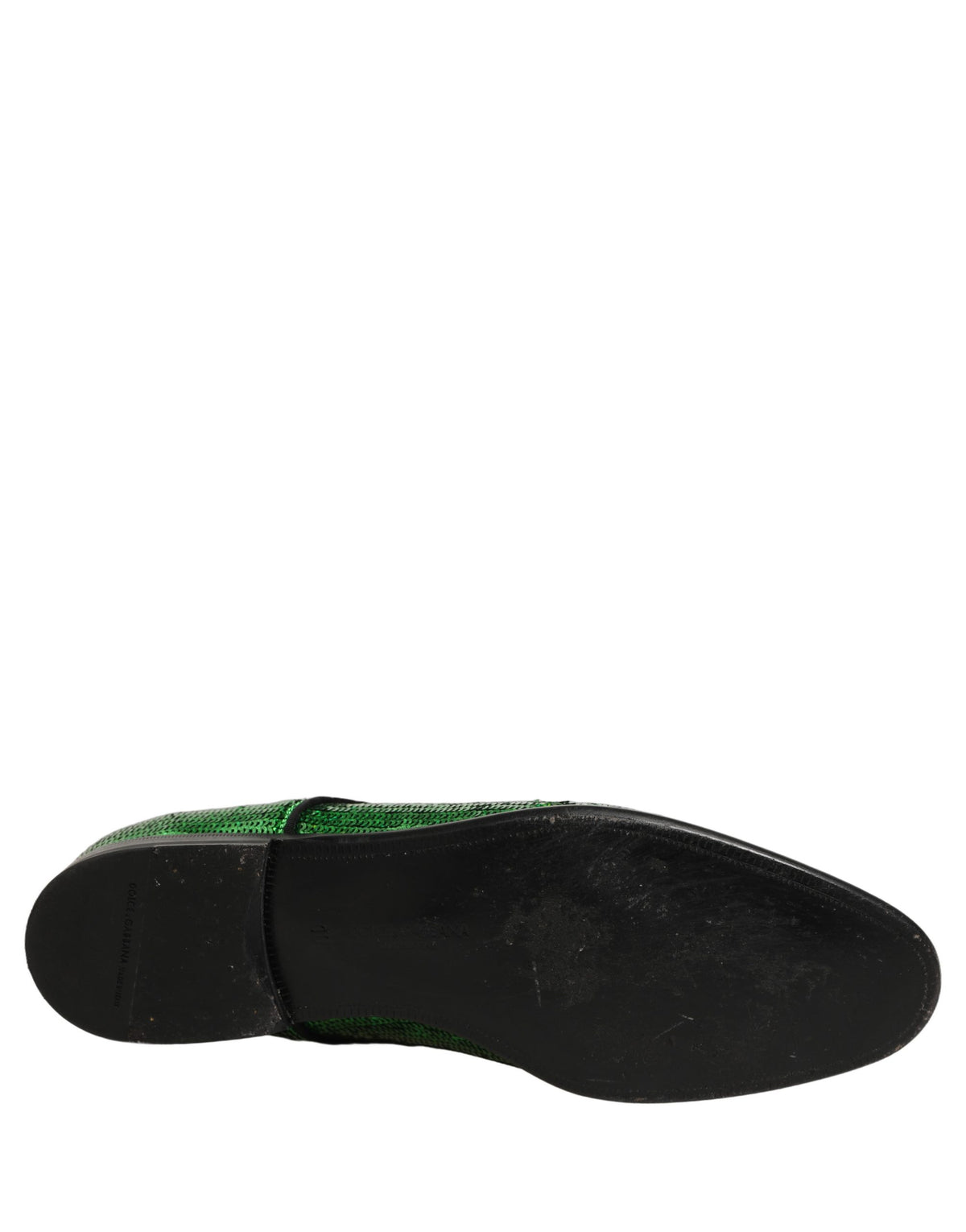 Dolce & Gabbana Dress Green Sequined Lace Up Men Derby Shoes