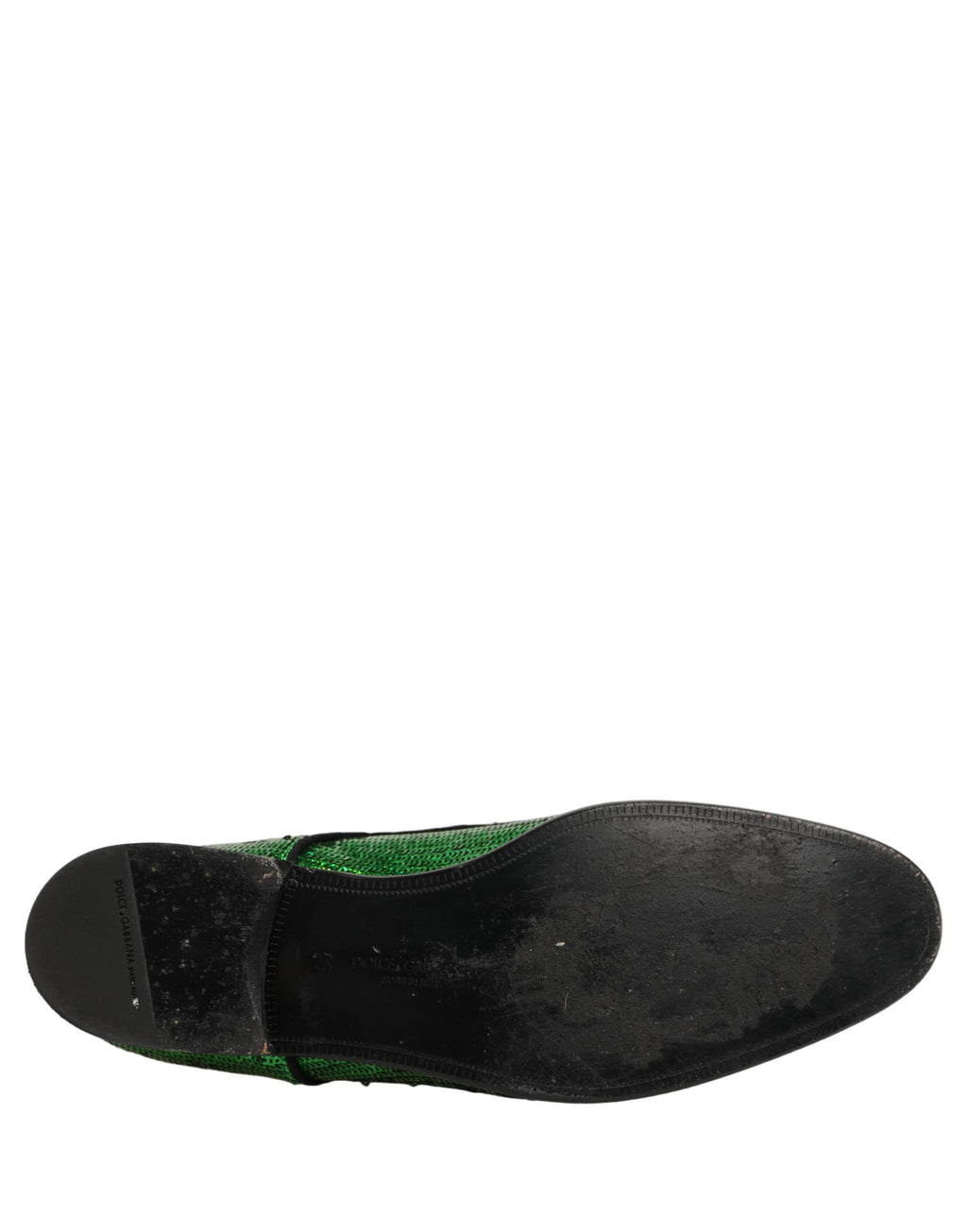 Dolce & Gabbana Dress Green Sequined Lace Up Men Derby Shoes