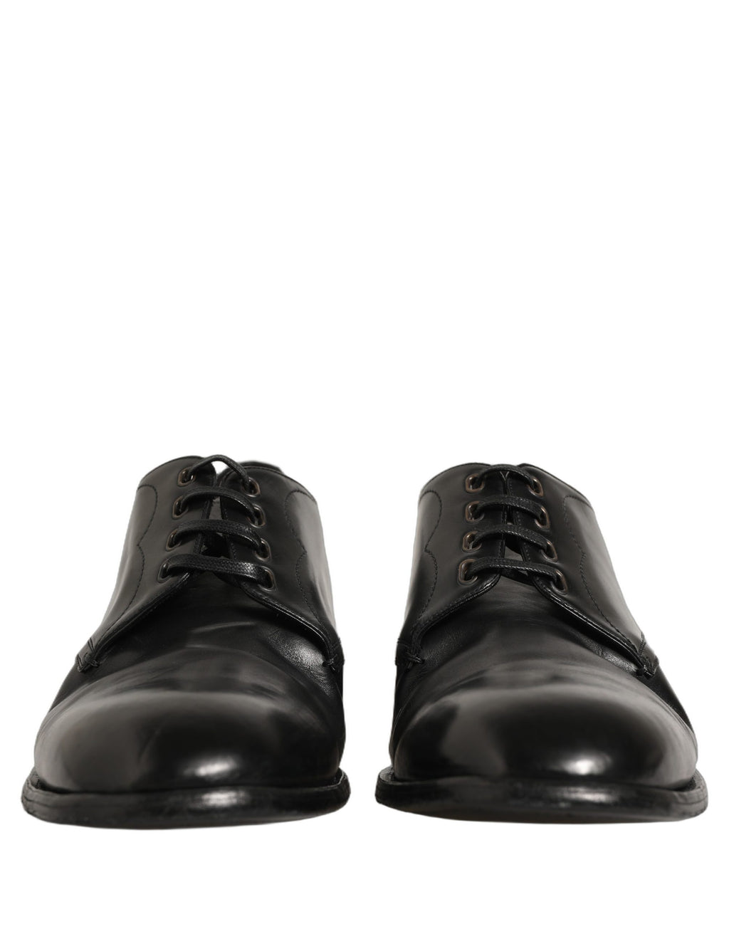 Dolce & Gabbana Black Calfskin Leather Derby Men Dress Shoes