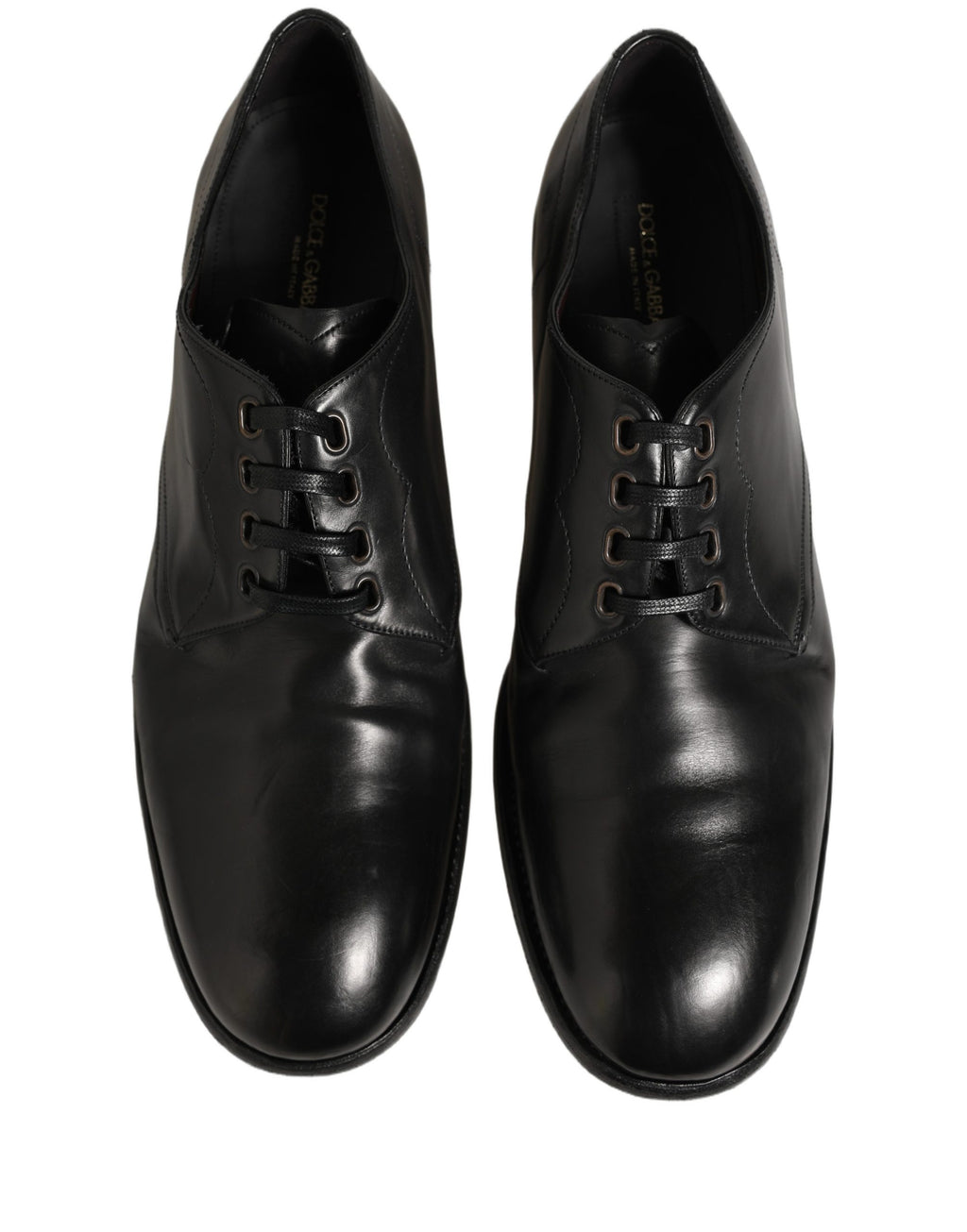 Dolce & Gabbana Black Calfskin Leather Derby Men Dress Shoes