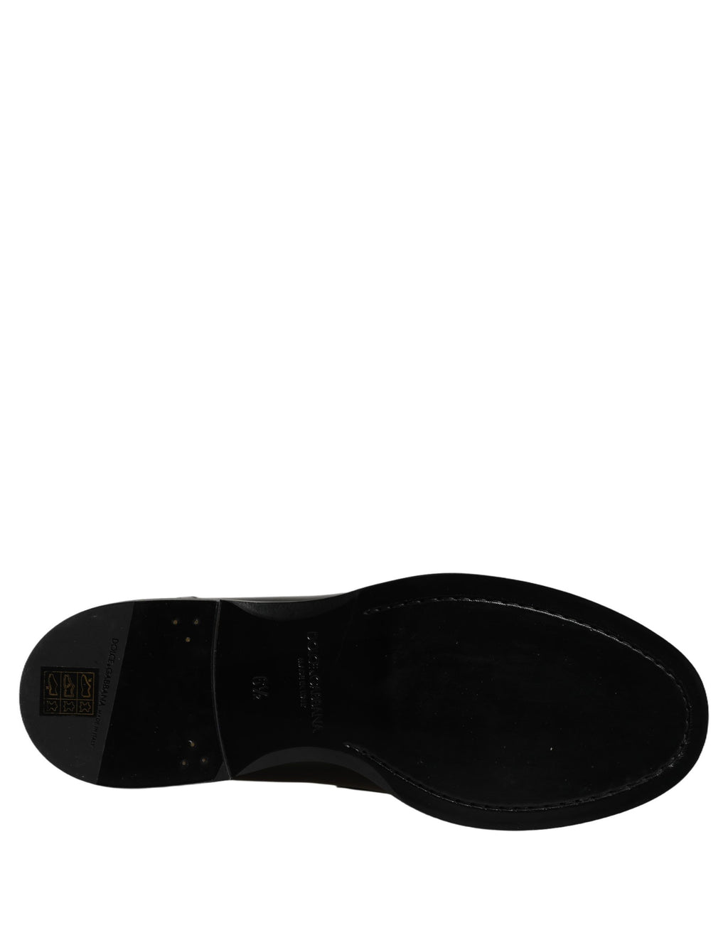 Dolce & Gabbana Black Leather Logo Plaque Loafers Shoes