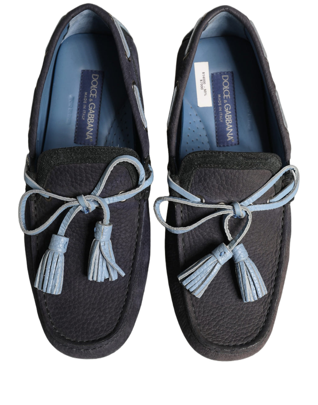 Dolce & Gabbana Navy Blue Suede Leather Tassel Loafers Shoes